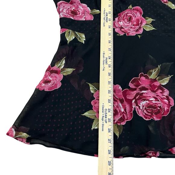 Y2K Floral Babydoll Blouse Size 18/20 Whimsigoth Embroidered Black Peplum - Picture 9 of 9